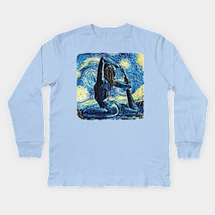 Yoga Van Gogh Style Kids Long Sleeve T-Shirt